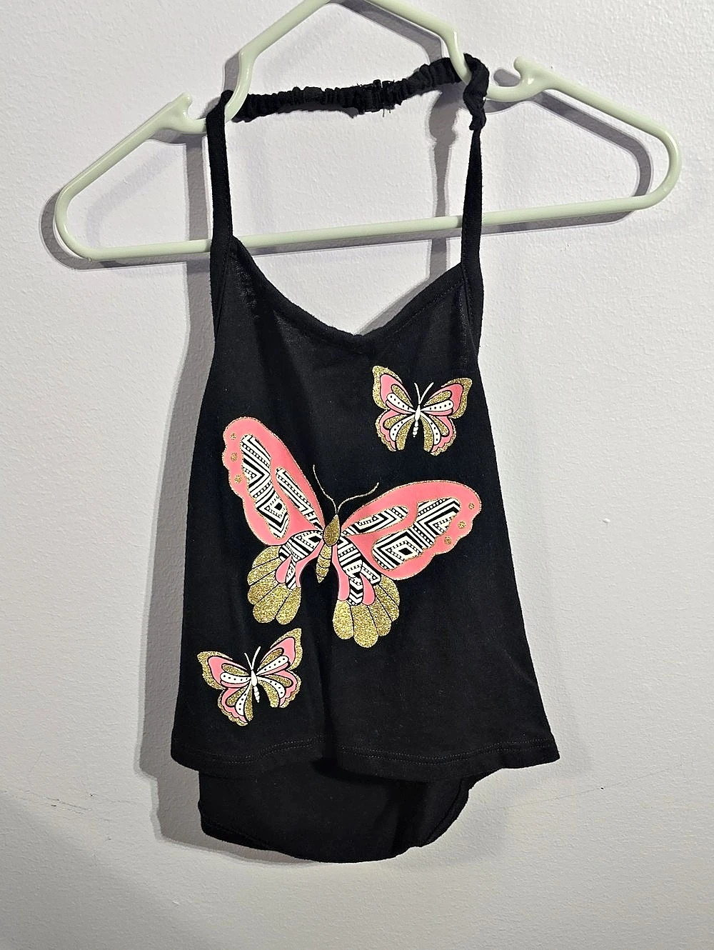 Butterfly Graphic Black Tank Bodysuit